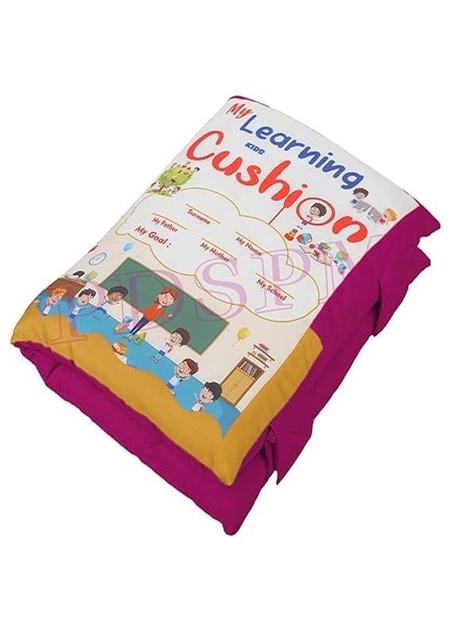 PDSPM Learning Cushion Pillow Book for Kids with 2 Languages Learn - English and Hindi, Activity Play, Soft Cloth Book Baby Pillow Toys,(Cushion Pink) - Image 2
